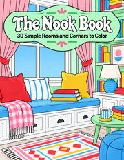 The Nook Book cover: a colorful reading nook with a window seat, books, and pillows